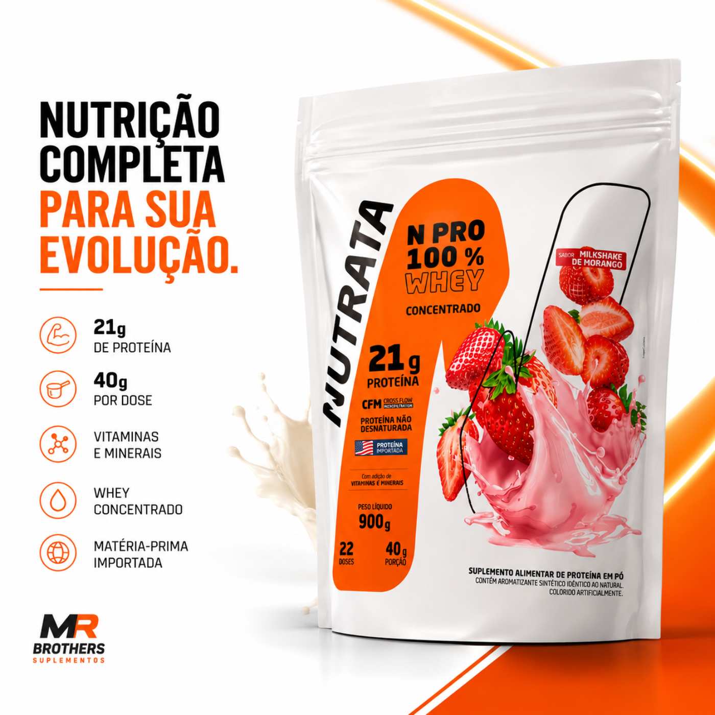 NPRO 100% Whey Concentrado 900g - NUTRATA